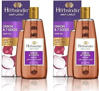 Herbsindia Onion & 7 Herbal Seeds Hair Oil With Nourish Tube | Makes Hair Stronger & Longer | Silicone & Paraben Free | 280ml (Pack of 2)