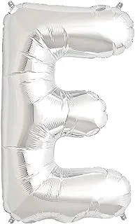 Italo E Alphabet Letter Foil Balloon, 32-Inch Size, Silver