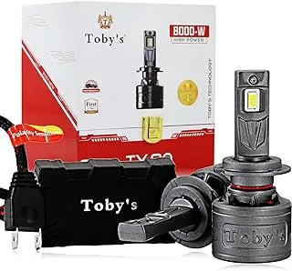 Toby's TY80 H7 LED Headlight Bulbs,160W Original tested with 16000 Lumens 6500K Cool White Super Bright LED Headlights Conversion Kit High/Low Beam Light IP65 Waterproof, Pack of 2