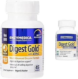 Enzymedica Bundle : Enzymedica Digest Gold 45 Capsules + Enzymedica Digest Gold + Probiotics 45 Capsules.