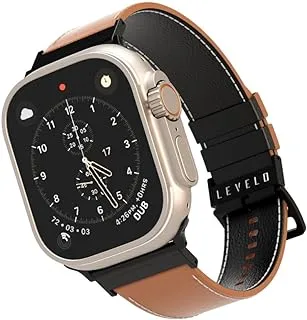 Levelo Montre Roating Leather Band for Apple Watch 45/49MM - Black/Brown