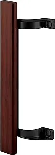 PRIME-LINE Products C 1190 Sliding Glass Door Pull Handle, 6-1/2 in. - 6-5/8 in. Hole Centers, Black Diecast Supports w/Wood Handle