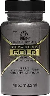 FolkArt Treasure Gold Brilliant Metallic Paint, 4 oz, Antique Silver