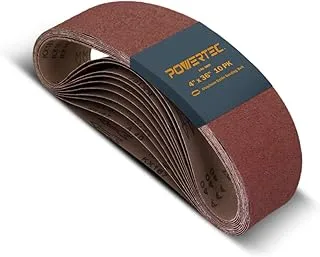 POWERTEC 110150 4 x 36 Inch Sanding Belts | 240 Grit Aluminum Oxide Sanding Belt | Premium Sandpaper – 10 Pack