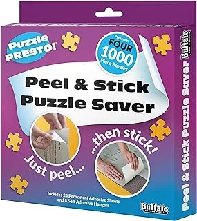 (4 Pack) Puzzle Presto! Peel & Stick Puzzle Saver: The Original and Still The Best Way to Preserve Your Finished Puzzle! 24 Adhesive Sheets and 8 Adhesive Hangars.