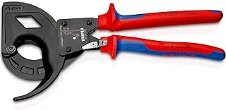 Knipex Tools 95 32 320 قاطع كابل بسقاطة محرك ثلاثي المراحل مع مقبض مريح، أحمر/أزرق