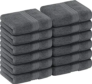 Utopia Towels Premium 700 GSM Washcloths Towel Set (12 Pack, Grey, 12 x 12 Inches) Multi-Purpose Extra Soft Fingertip Towels, Highly Absorbent Face Cloths, Machine Washable Sport, and Workout Towels