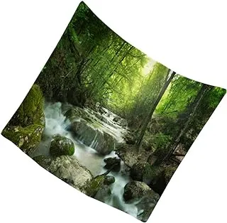 BPA Green Tropical Forest Wall Hanging Rainforest Waterfall Landscape Background Backdrop Trees Wall for Bedroom Decor 200x150cm