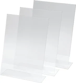 BPA Sign Holder, slanted, for A4, single-sided presentation, acrylic, clear, 3 pcs.