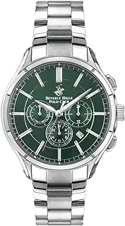 Beverly Hills Polo Club Men's JP25 Movement Watch, Multi Function Display and Metal Strap - BP3304X.370, Silver