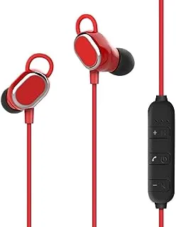 Promate Sports Bluetooth Earphones, Wireless Workout Bluetooth Ear-Lock Earbuds with HD Sound, Noise Cancelling, Built-in Microphone and Volume Control for All Bluetooth Enabled Devices, Rovi Red