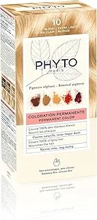 Phyto Phytocolor Permanent Hair Color 10 Extra Light Blonde with Botanical Pigments, 100% Grey Hair Coverage, Ammonia-free, PPD-free, Resorcin-free