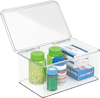 InterDesign Med+ Storage Box Organiser for Vitamins, Medicine, Medical, Dental Supplies - 4.5l, Clear