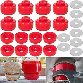 E-cowlboy 7-141 Body and Cab Mount Bushing Kit for Chevy Silverado & Sierra 1500/2500 2WD/4WD 1999-2014 Polyurethane Body Cab Mounts & Washers (Red 24PCS)