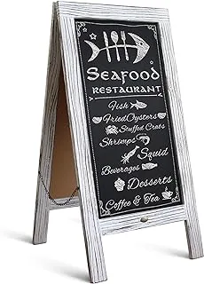 Rustic Vintage Wooden Whitewashed Magnetic A-Frame Chalkboard/Sidewalk Chalkboard Sign/Large 40 x 20 Sturdy Sandwich Board/A Frame Restaurant Message Board Display (Classic)