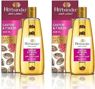 Herbsindia Castor & 7 Herbal Seeds Hair Oil With Nourish Tube | Thickens & Softens Hair | Silicone & Paraben Free | 280ml (Pack of 2)