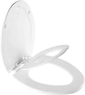 MAYFAIR 1888SLOW 000 NextStep2 Toilet Seat with Built-In Potty Training Seat, Slow-Close, Removable that will Never Loosen, ELONGATED, White