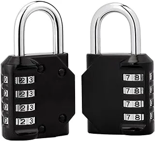 ECVV Combination Padlocks 4 Digit Code Security Luggage Lock Suitcase Lock Heavy Duty Lock Weather Proof Keyless for Outdoor, Gym, School, Garage, Storage-Black