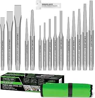 SWANLAKE Punch and Chisel Set, Including Taper Punch, Cold Chisels, Pin Punch, Center Punch (16pcs)