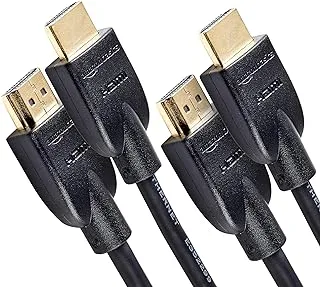 Amazon Basics 2-Pack HDMI Cable، 18 جيجابت في الثانية عالي السرعة، 4K @ 60 هرتز، 2160 بكسل، جاهز للإيثرنت، 6 أقدام (2 متر)، أسود