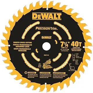 DEWALT Miter Saw Blade, Precision Trim, 7-1/4-Inch, 40-Tooth (DW7114PT)