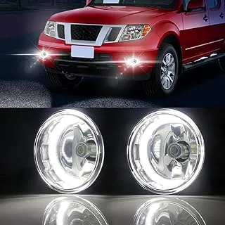 Cawanerl 2in1 Angel Eye Fog Lights for Nissan 05-18 Frontier, 05-15 Xterra, 05-12 17-20 Pathfinder, 07-12 Sentra SE-R, 08-15 Armada, 10-19 NV200, 11-17 Leaf, LED Fog Lamp with Halo Ring DRL