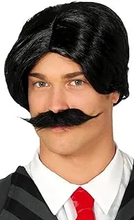 Various Brands Spooky Family Dad Wig and Moustache, Black, One size, WIGS620