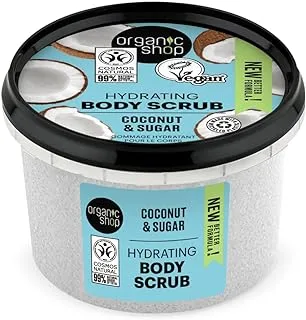 Organic Shop Coconut Oil Scrub,Certified Vegan by The Society, 250 ml (Pack of 1)