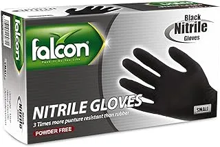 Falcon Nitrile Gloves - Black Powder Free (Small) - 100 Pieces