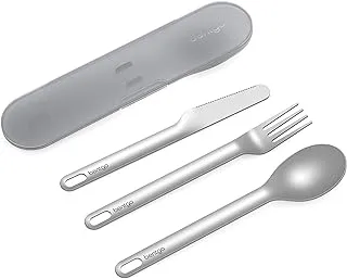 Bentgo® Stainless Travel Utensil Set - Reusable 3-Piece Silverware Set with Carrying Case, High-Grade Premium Steel, BPA-Free Case, Eco-Friendly - Ideal for Travel, Camping, and Office Use (Gray)