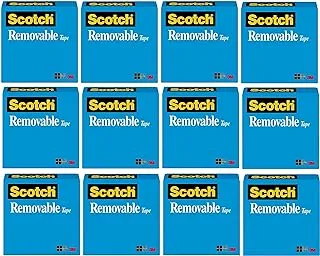 Scotch Magic Removable Invisible Tape in Box 3/4 x 1299 in (19mm x 33m), 1 roll/box - 12 rolls/pack | Repositionable Tape | Sticky Tape | For Document Repair and Labelling | No Damage | Scotch Tape