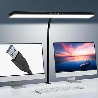 LOOPITYS Desk Lamp LED Dimmable 12W 40CM Desk Lamp Clampable Eye Protection Table Lamp Monitor Office Desk Lamp Gooseneck Clamp Light 3 Colour Temperature 5 Brightness Levels Architect Lamp