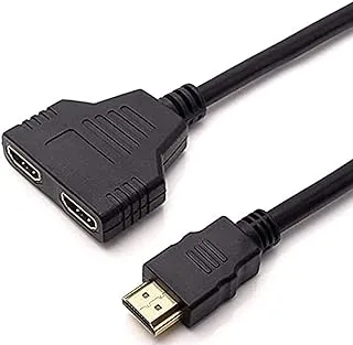 محول HDMI مزدوج، HDMI إلى موزع HDMI مزدوج، كابل محول HDMI ذكر إلى HDMI أنثى مزدوج 1 إلى 2 اتجاه للتلفزيون عالي الدقة، مقسم 1 × 2، موزع HDMI ذكر إلى 2 HDMI أنثى أسود