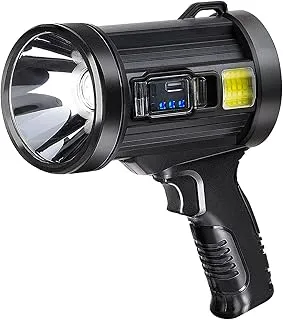 GOHOMAN Rechargeable Spotlight, 90000 Lumens Super Bright Led Flashlight with 3 Main Modes and 4 Colors Filter, Spot Lights Outdoor Handheld Included USB Cable, Spotlight for Hunting Fishing Camping