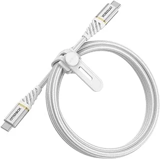 OtterBox Premium Reinforced Braided USB-C to USB-C Cable, Fast Charging Cable for Smartphone and Tablet, Ultra-Rugged, Bend and Flex Tested, 1M, White