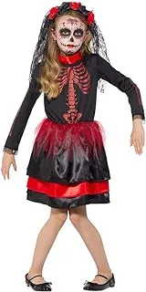 Mad Toys Day of the Dead Senorita Dress Spooky Theme Party Halloween Child Costumes, 11-12 Years