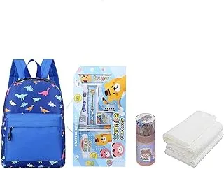 Back to School (Disposable Towel 3pcs, School Bag, Stationary set, Pencil set) - Blue