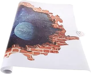 3D Blue Cosmic Galaxy Wall Decals Broken Old Red Drick Wall View Magic 3D Milky Way Outer Space Planet Stickers Murals Wallpaper Decor For Home Walls