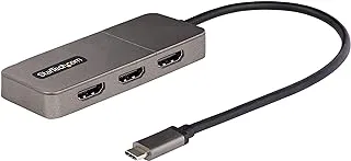 StarTech.com 3 منافذ USB-C إلى HDMI MST Hub - محول USB من النوع C متعدد الشاشات لأجهزة الكمبيوتر المحمول - HDMI ثلاثي يصل إلى 4K 60 هرتز مع وضع DP 1.4 Alt وDSC - HDR - كابل طويل 1 قدم - Windows فقط (MST14CD123HD)