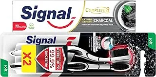 Signal Nature Elements Charcoal Toothpaste - White & Detox, 75ml+ Signal Anti-Bacterial Silver Charcoal Toothbrush-Soft, 1