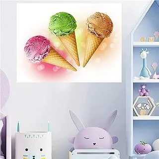 BPA Ice Cream Wall Decal Ice Cream Wall Sticker 23.6 * 35.4inch Colorful Ice Cream Stickers Dessert Popsicle Decals for Nursery Kids Room Fridge Decoration Children's Day Decor (color1)