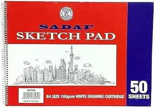 Sadaf 100 gsm 50 Sheets Spiral Sketch Pad, B4 Size, White