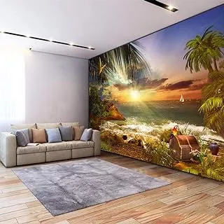 Wallpaper 3D Island Beach Sea View Mural Living Room Bedroom Waterproof Canvas Home Decor-480cm(W) x290cm(H)