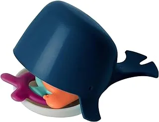 Boon CHOMP Sensory Bath Tub Whale Toy for Kids Aged 10 Months and Up, Navy