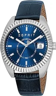 Esprit Silver Color Leather Band Gents Wrist Watch - ES1G412L0025