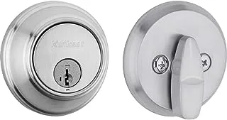 Kwikset 816 KeyControl Deadbolt Deadbolt Lock, Satin Chrome Round Exterior Keyed Front Entry Door, Pick Resistant SmartKey Rekey Security, Single Cylinder Dead Bolt