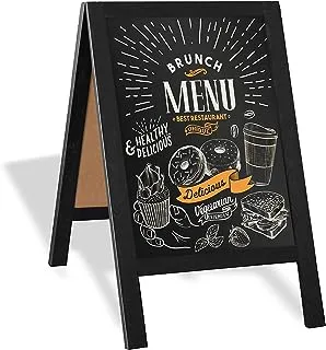 Wooden A-Frame Sign with Eraser & Chalk - 21 x 30 Inches Magnetic Sidewalk Chalkboard – Sturdy Freestanding Black Sandwich Board Menu Display for Restaurant, Business or Wedding