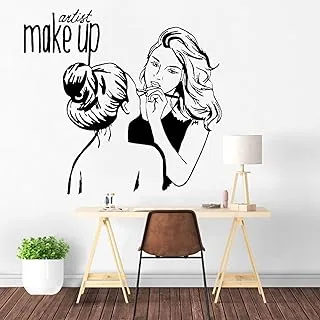 ملصق جداري من BPAMake Up لصالونات التجميل من الفينيل لتزيين غرفة الفتيات ومتجر مستحضرات التجميل وورق حائط فني للسيدات - 57x60 سم