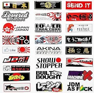 38Pcs Cool JDM Decal Japan Racing Car Stickers Drift Japanese Car Rising Sun Decals Stickering for Bike Helmet Truck 4.4