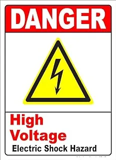 BPA Electrical Shock Hazard/High Voltage Stickers 6 in. x 4 in. Pack of 3- For Indoor/Outdoor UV Protected Danger Electric Risk Safety Signs